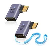 Duttek 8K HDMI to Mini HDMI Adapter (2 Pack), Mini HDMI maschio ad angolo retto a HDMI 2.1 femmina, supporta la risoluzione 8K@60Hz, 48Gbps per Raspberry Pi Zero, fotocamera, HDTV, proiettore