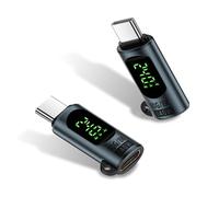 Duttek Adattatore USB C da 80 Gbps con display a LED (confezione da 2), adattatore di prolunga USB C femmina a maschio da 240 W, compatibile con Thunderbolt 5, iPhone 15/16, MacBook, iPad