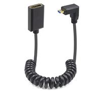 Duttek Câble en spirale 8K 90 degrés Micro HDMI, Câble Micro HDMI mâle vers HDMI 48 Gbps pour Gopro Hero et autres caméras d'action, 1,2 m (Micro HDMI mâle en angle descendant vers HDMI femelle)