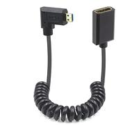 Duttek Câble en spirale 8K 90 degrés Micro HDMI Extender, câble Micro HDMI mâle vers HDMI 48 Gbps pour Gopro Hero et autres caméras d'action 1,2M (Micro HDMI mâle à HDMI femelle en angle droit)