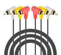 Duttek Cavi RCA audio alta qualità ad angolo retto a 90 gradi, 3 maschio a 3 maschio Cavo Aux RCA composito video audio per porta 3RCA tra il segnale audio o la trasmissione del segnale video (1,5m)