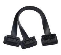 Duttek Cavo di prolunga OBD2 da 30 cm, 16 pin OBD2 maschio a doppia femmina, cavo piatto a nastro con angolo, perfetto per strumenti diagnostici e localizzatori GPS