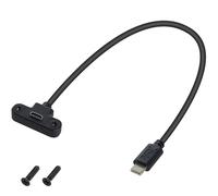 Duttek Cavo di prolunga USB C 30cm, Cavo USB C a angolo retto corto a 90 gradi, Cavo USB C femmina a maschio a angolo retto, USB 3.1 PD 3A con foro per vite di montaggio pannello per laptop, tablet