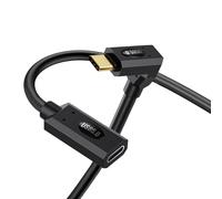 Duttek Cavo di prolunga USB C con angolo di 90 gradi, 80 G, cavo di ricarica rapida USB C da 240 W maschio a femmina, USB5.0 Thunderbolt 4 16K a 60 Hz per iPhone 16/15 Series, iPad Air/Pro, (0,3 m)