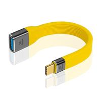 Duttek Cavo di Prolunga USB Corto, A Femmina a C Maschio 10 Gbps 60W, Piatto Morbido per MacBook, Laptop, Tablet, Telefono, Power Bank - 13cm Giallo