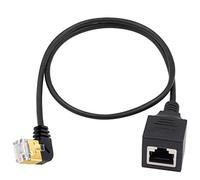 Duttek Cavo Ethernet Cat8 0,5 m, 40Gbps 2000Mhz RJ45 ad angolo retto maschio a femmina Extender RJ45 Cavo Ethernet,8P8C Crystal Head RJ45 Connettore cavo di rete per notebook, interruttore, PC desktop