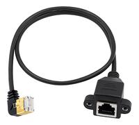 Duttek Cavo Ethernet Cat8, 40Gbps 2000Mhz ad angolo sinistro Cavo Ethernet a vite femmina Montaggio a pannello, 8P8C Crystal Head RJ45 Connettore cavo di rete per notebook, PC desktop, 0,5 m