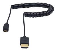 Duttek Cavo micro HDMI a HDMI, cavo a spirale da HDMI a micro HDMI, estremamente sottile, flessibile, micro HDMI maschio a HDMI maschio, cavo a spirale per 1080P, 4K, Ultra HD, 3D, Ethernet (2,5 m)