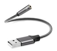 Duttek Cavo per cuffie Aux da USB a 3,5 mm, 30 cm/1 FT, USB maschio a jack da 3,5 mm, cavo audio intrecciato in rame, compatibile con computer desktop, laptop, cuffie microfono