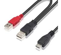 Duttek Cavo USB a Micro USB, doppio USB 2.0 maschio a standard Micro USB maschio Y cavo splitter per fotocamera, MP3, MP4, cavo per disco rigido esterno, 80/20cm