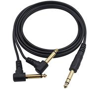 Duttek Guitar y cavo,1.5 metri placcato oro 6.35 mm 1/10,2 cm maschio TRS stereo a Dual 2 x 6.35 mm 1/10,2 cm maschio TS mono 90 gradi ad angolo retto y splitter audio cavo (635 M/2MR)