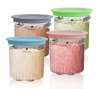 dutwirtz Confezione da 4 tazze per gelato da 473,6 ml, senza BPA, con coperchi colorati codificati, contenitori a prova di perdite, per Ninja Creami Breeze NC100 NC200, riutilizzabili, per gelato