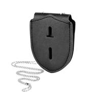 Duty Belt Badge Holder - PU Leather Clip Chain ID Case | Sheriff Badge Case, Stainless Steel Chain | Portable Uniform Belt Holder for Security Personnel Private Investigators Daily
