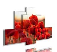 duudaart Quadri Papaveri Moderni Fiori Verticali Soggiorno 3d Camera Letto Quadretti Cucina Capoletto Stampe Parete Luminosi Salotto Arredo Grandi Multilivello 135x85cm