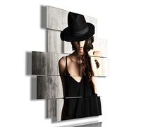 duudaart Quadro Moderno Donna Cappello Soggiorno Camera Letto 3d Grande Parete Verticale Dimensione Multilivello 137x151cm