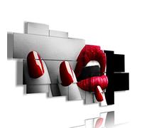 duudaart Quadro Moderno Donna Grandi Dimensioni Sensuali Labbra Rosse Bocca Bianco nero Multilivello 200x111cm