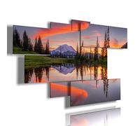 duudaart Quadro Soggiorno Camera da Letto Moderni per Luminoso Multipannello Montagna Pannelli Grande Xxl in Rilievo Arte Colorati Rosso Decorazioni Muro Salotto 3d Multilivello 172x103cm