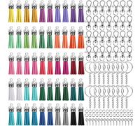Duufin 350 Pezzi Nappe Portachiavi Kit con 50 Pezzi Nappe Pendenti 50 Pezzi Portachiavi 50 Pezzi Ganci Portachiavi 100 Pezzi Anelli di Salto 100 Pezzi Perni a Vite per Accessori DIY(Argento)