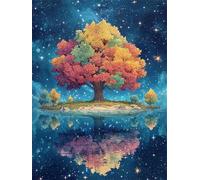 Duushuait Diamond Painting Albero, Diamond Painting Adulti, Il cielo stellare Diamantini Crystal Art per Bambini, Principianti Pittura Diamante Artigianale, Decorazione per Casa Regalo 50x70cm f-596
