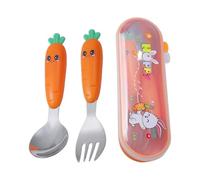 Duvcoywae Set di Posate per i Primi Anni,Kit Posate in Acciaio Inossidabile con Portaposate | Set Pratico Lavastoviglie con Disegno Animato per Occasioni Familiari