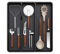 DUVERT Organizer per posate estensibile, organizer per cassetti regolabile, organizzatore da cucina in plastica, separatore cassetto per posate (22,6-35,7 x 40 x 4,5 cm)