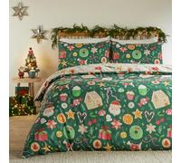 Duvet Day Copripiumino Festive Treats - Biancheria da letto reversibile e morbida per Natale (Smeraldo - Matrimoniale)