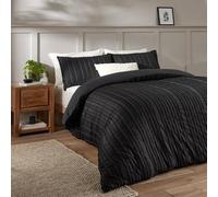 Duvet Day Copripiumino Harrison Stripe Design minimale trapuntato con tessuto morbido al tatto e finitura di facile manutenzione (Nero - Matrimoniale)