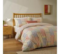Duvet Day Copripiumino Madison Stripe Copripiumino reversibile con stampa astratta, tessuto morbido al tatto e design di ispirazione retrò (Multicolore/Albicocca - Matrimoniale)