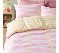 Duvet Day Lottie Copripiumino Set - Set Di Biancheria Da Letto Reversibile Ultra Morbido E Geometrico (Giallo/Rosa - 200x200cm)