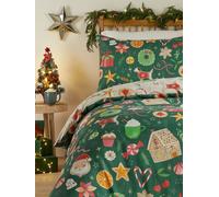 Duvet Day Copripiumino Festive Treats - Biancheria da letto reversibile e morbida per Natale (Smeraldo - Singolo)