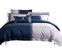 Duvet King Pezzi pettinai Cotone Egiziano al Chiusura con Cerniera Copertura Trapunta di Filo e Casse Cuscino da 1 Letto (Colore: Rosa) (Blu)