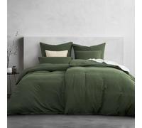 Duvetnova Copripiumino Matrimoniale 135x200 Verde Oliva, Microfibra Prelavata Super Morbida Effetto Cotone, Certificazione OEKO-TEX, 2 Copripiumini 135x200 + 2 Federe 80x80 cm