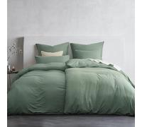 Duvetnova Copripiumino Matrimoniale 135x200 Verde Salvia, Microfibra Prelavata Super Morbida Effetto Cotone, Certificazione OEKO-TEX, 2 Copripiumini 135x200 + 2 Federe 80x80 cm