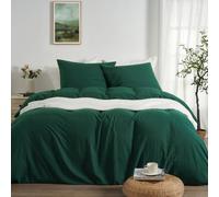 Duvetnova Copripiumino Matrimoniale 200x200 Verde Scuro, Microfibra Prelavata Super Morbida Effetto Cotone, Certificazione OEKO-TEX, 1 Copripiumino 200x200 + 2 Federe 80x80 cm