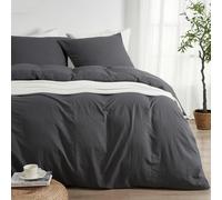 Duvetnova Copripiumino Matrimoniale 200x220 Grigio Microfibra super morbida prelavata, effetto cotone, certificata ÖKO-TEX 1 Copripiumino 200x220 + 2 Federe 80x80 cm