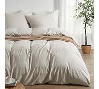 Duvetnova Copripiumino Matrimoniale 200x220 Lino Microfibra super morbida prelavata, effetto cotone, certificata ÖKO-TEX 1 Copripiumino 200x220 + 2 Federe 80x80 cm