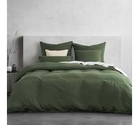 Duvetnova Copripiumino Matrimoniale 200x220 Verde Oliva Microfibra super morbida prelavata, effetto cotone, certificata ÖKO-TEX 1 Copripiumino 200x220 + 2 Federe 80x80 cm