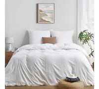 Duvetnova Copripiumino Matrimoniale 240x220 Bianco, Microfibra Prelavata Super Morbida Effetto Cotone, Certificazione OEKO-TEX, 1 Copripiumino 240x220 + 2 Federe 50x80 cm