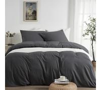Duvetnova Copripiumino Matrimoniale 240x220 Grigio, Microfibra Prelavata Super Morbida Effetto Cotone, Certificazione OEKO-TEX, 1 Copripiumino 240x220 + 2 Federe 50x80 cm
