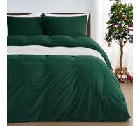 Duvetnova Copripiumino Singolo 155x220 Verde Scuro, Microfibra Prelavata Super Morbida Effetto Cotone, Certificazione OEKO-TEX, 1 Copripiumino 155x220 + 2 Federe 80x80 cm