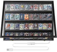 DuvinDD Espositore per carte collezionabili con luce LED, 36 pezzi, cornice per carte sportive PSA, carte magnetiche, carte da gioco, MTG, TCG, carte da baseball, espositore da parete con serratura