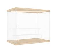 DuvinDD Vetrina acrilica LED trasparente a 3 livelli piccola vetrina per collezione vetrina figure per Pop Mart Labubu,SKULLPANDA,Funko pop, vetrina auto in miniatura (grana di legno, 31,6 x 18 x 26,4