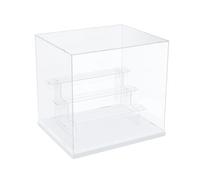 DuvinDD Vetrina acrilica trasparente a 4 livelli, piccola vetrina per collezione vetrina statuetta per pop vetrina auto in miniatura deposito profumo (base bianca, 31 x 23,5 x 28,5 cm)