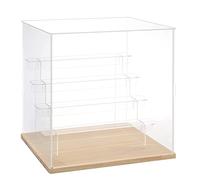 DuvinDD Vetrina acrilica trasparente a 5 livelli, piccola vetrina per collezione vetrina statuetta per pop vetrina auto in miniatura deposito profumo (venature del legno, 32 x 26 x 30,4 cm)