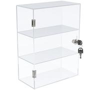 DuvinDD Vetrina in acrilico a 3 ripiani con serratura e chiavi, trasparente, da collezione, vetrinetta con chiusura a chiave, scatola di immagazzinaggio sicura, fornita assemblata (30 x 15 x 40 cm)