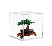 DuvinDD Vetrina in acrilico per Lego Botanicals Bonsai 10281 - Base bianca 25 x 25 x 25 cm - Protezione contro la polvere per raccoglitori di modelli
