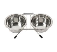 Duvo + Cena Set Ciotola Stand + Edelstahl-Näpfe per Gatti Con Anti-scivolo