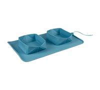 Duvo+ Ciotola In Silicone Da Viaggio 39x23,5cm Blu Petrolio 2x600ml Antiscivolo