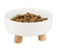 Duvo + Ciotola Stone Fino Timber Bianco, IN Ceramica per Cani Su Supporto
