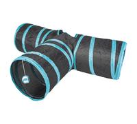 Duvo + Tunnel Gioco T-Bone Blu/Nero 80x25 CM per Gatti, Pieghevole, Divertente